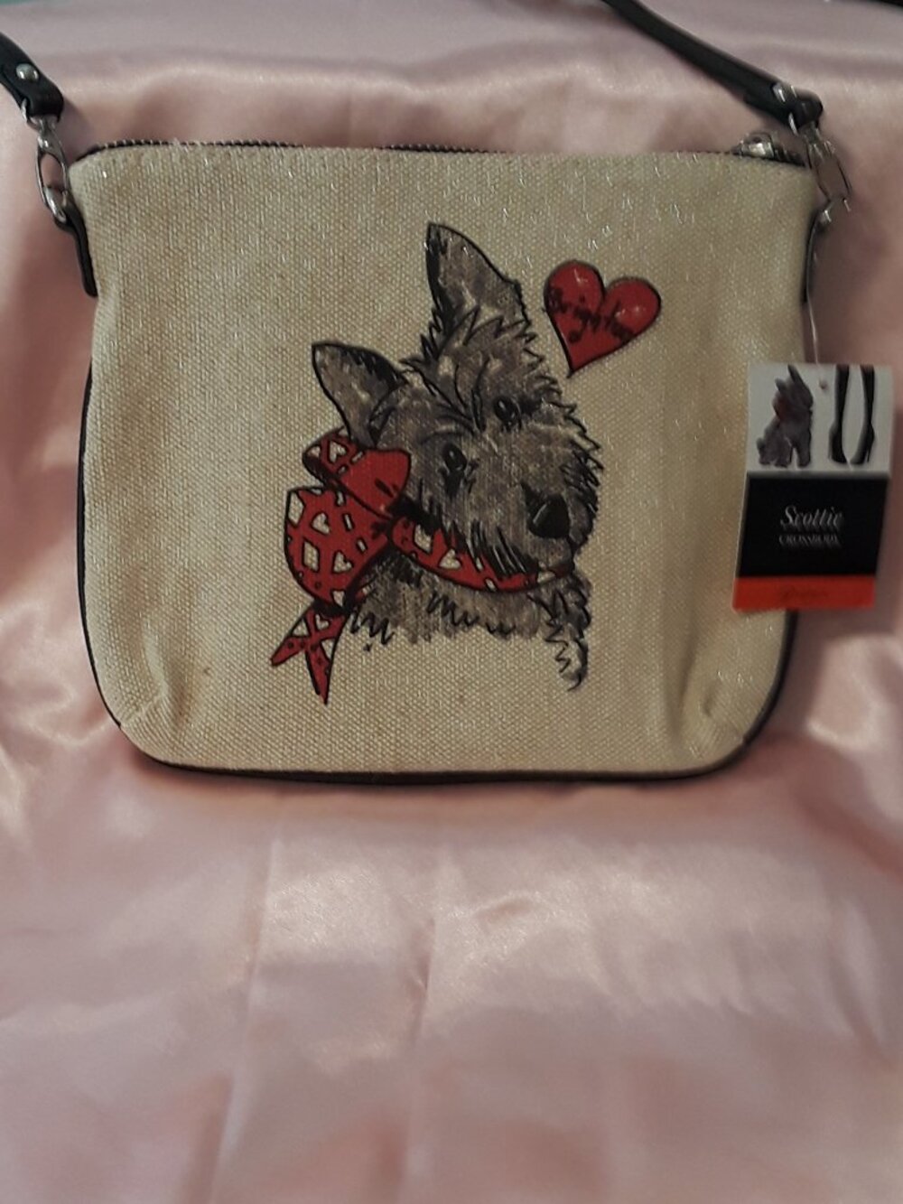 NWT Brighton Scottie Dog Exercise I’d Rather Accessorize Canvas Crossbody Bag